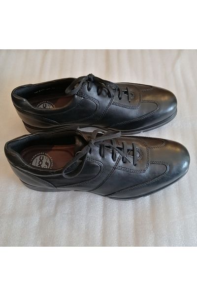 Freemood Genuine Leather Black Soft Laced Serrated Non-Slip Light Sole Shoes