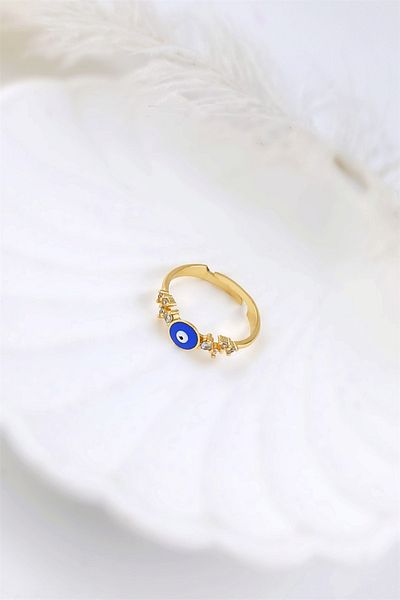 Çlk Accessories قابل للتعديل حافة حجر عين الشر حبة الدائري TrRing1272