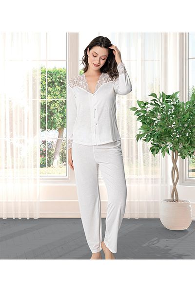 Alissa Cămașă de noapte din bumbac pieptănat Set pijama Set pantaloni scurți Set zestre 6 piese -9610