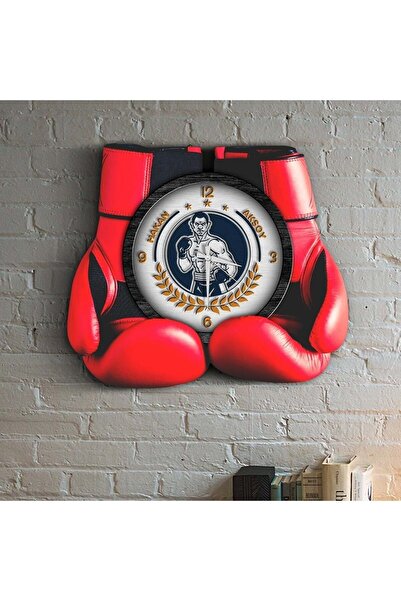 Bk Gift Kişiye Özel Boksör Temalı Ahşap Duvar Saati - 4