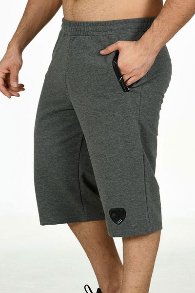 Marco Ferry Anthracite Men's Elastic Waist Pocket Cotton Two Thread Large Size Capri EDY201169B-A