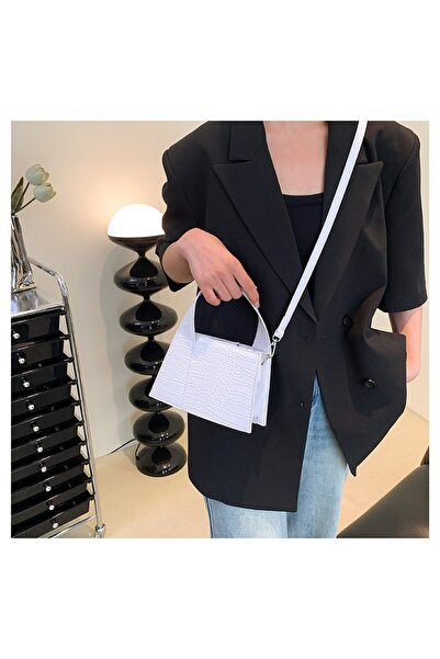 FARBAG TİMSAH DERİSİ DESENLİ CITY BEYAZ ÇANTA