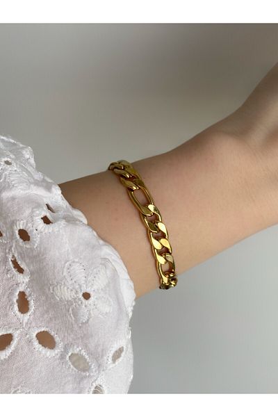 Owentis Steel Gold Thick Figaro Basic Bracelet - Non-darkening-