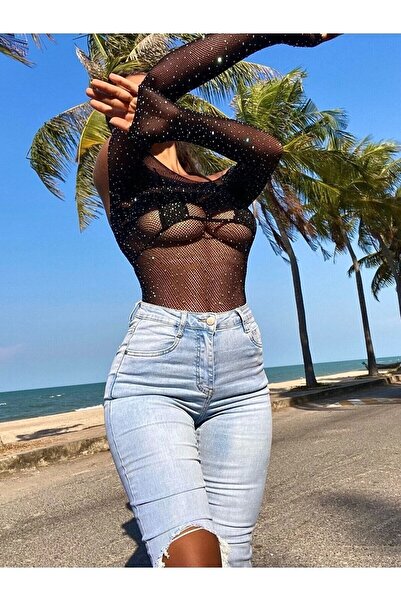 RENKLİFİRSATLAR Mamey Parlak Taşlı Esnek Body Kancasız Gizli Gönderim