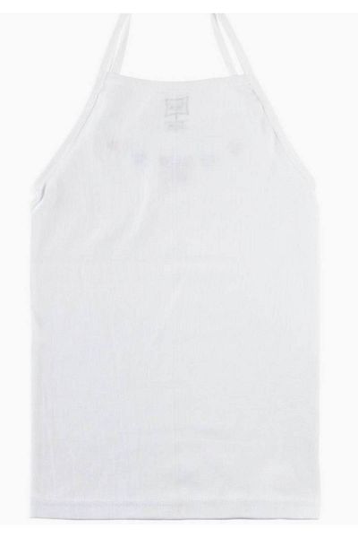 Tutku Girl's White 100% Cotton Thread Strap Undershirt New Season (7 Economical Package)