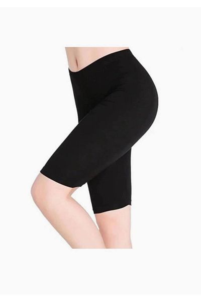 Tutku Women's Black Plain Combed Cotton Short Tights New Season (3 Pieces Economical Pack)