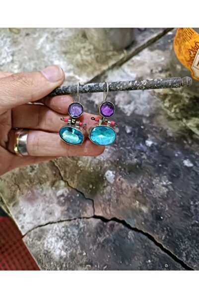 Gümüşhanesi Ametist Ve Aqumarin Taşlı Küpemiz