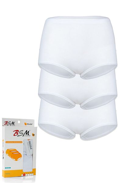 BSM Λευκό Modal Heightening Soft Breathable Σετ 3 Γυναικείων Σλιπ Batokom