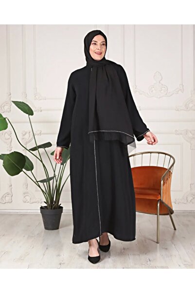 GÜLSEMALİ Πολυτελές πέτρινο σάλι χιτζάμπ από ύφασμα κρεπ σιφόν