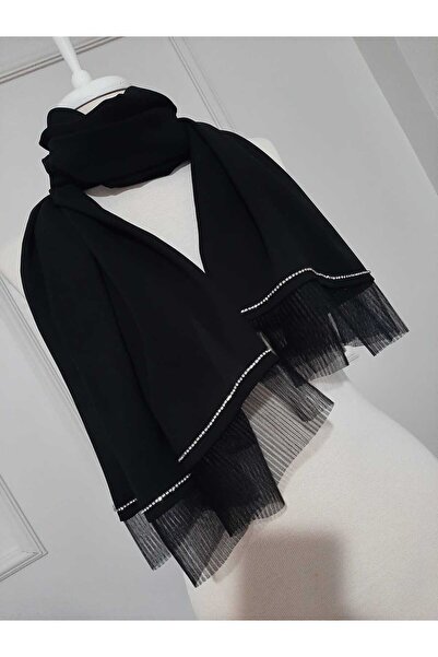 GÜLSEMALİ Πολυτελές πέτρινο σάλι χιτζάμπ από ύφασμα κρεπ σιφόν