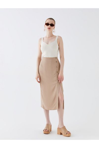 LC Waikiki Γυναικεία φούστα με λινό μείγμα Standard Fit