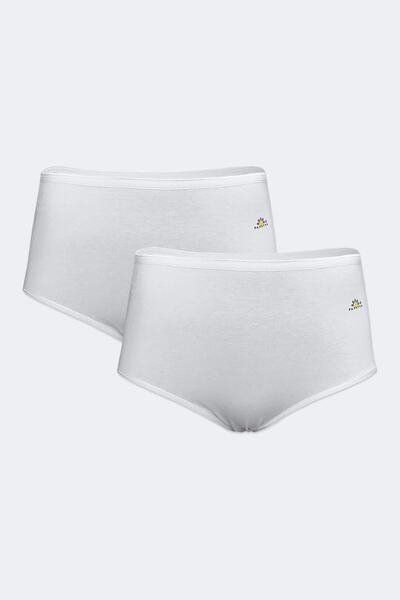 Papatya حزمة نسائية مكونة من قطعتين من الملابس الداخلية البيضاء ذات الخصر الع...