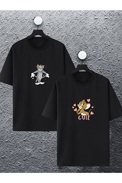 macklin Unisex femei bărbați Tom și Jerry drăguț imprimat cuplu iubit tricou ...