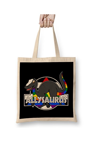 Baskı Dükkanı Allysaurus Pride dinosaurus tkanina Torba duga Sa ručkom