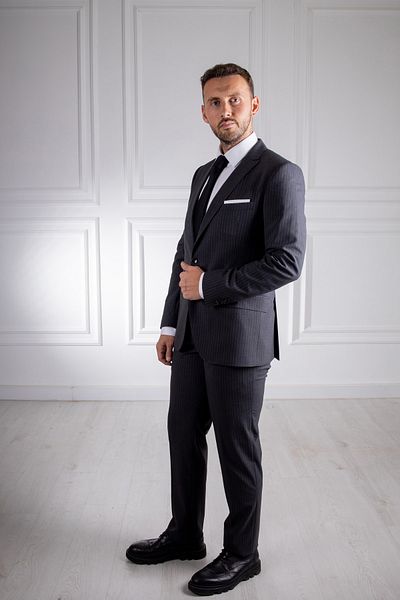 Sarar İnterview Sarar Tedrick Striped Dark Gray Suit