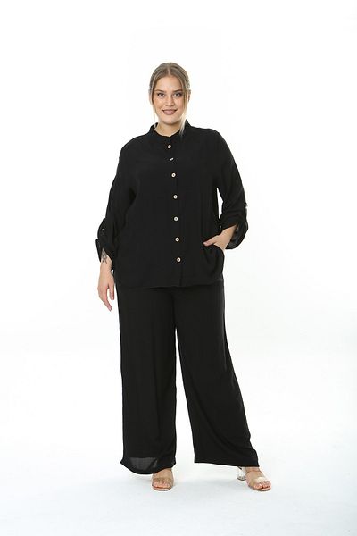 XL Modam Women's Woven Viscose Black Brown Buttoned Suit