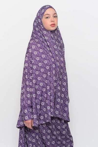 Altobeh Πρακτικό φόρεμα προσευχής Hijab Lycra με μανίκια νυχτερίδας με μοτίβο ήλιου 992-0318