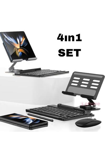 Sphone Huawei Matpad T10s 10.1 Inç Uyumlu Bluetooth Klavye & Dokunmatik Kalem & Mause & Katlanır Stand Set