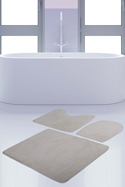 Teksev Set de covoare de baie din 3 bucăți, unicolor crem, set de scaune de t...