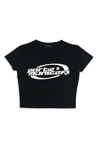 Gofeel Partie Monsters Print Black Color Harajuku Women's Crop Blouse T-Shirt