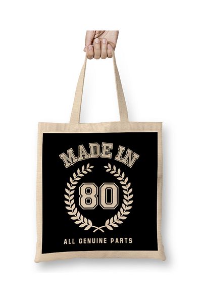Baskı Dükkanı 1980 Made In 80 Όλα τα γνήσια ανταλλακτικά υφασμάτινη τσάντα με μακριά λαβή