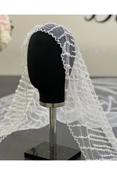 ZEN DUVAK Beyaz Gelin Duvağı Nakışlı Kasnak Özel Tasarım