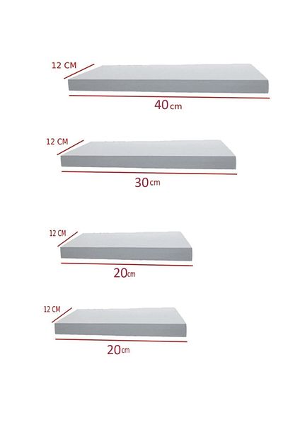 Egecan Mobilya White Flying Wall Shelf Set of 4 Hidden Shelves
