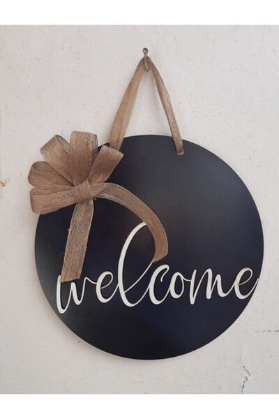 Yumak Dekor Grup Ласкаво просимо Чорна сувенірна прикраса для дверей Kps 42