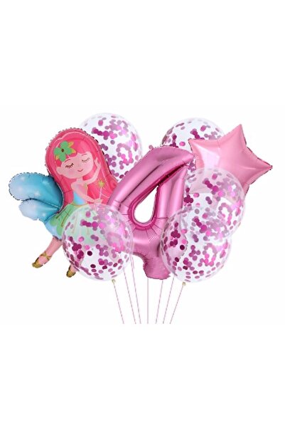 Parti Station مجموعة بالونات Fairy Girl Star بعمر 4 سنوات مجموعة من رقائق الب...