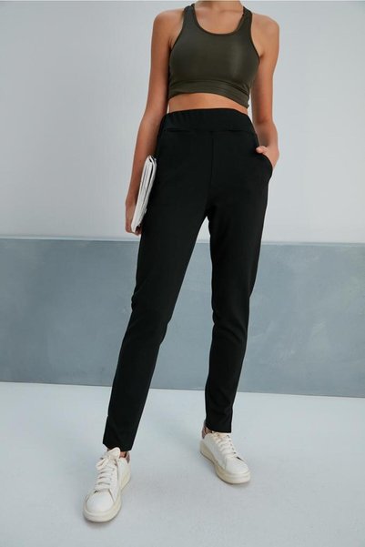 Thin Shop Black Sweatpants Steel Flexible Steel Mesh Pocket Slit Hiking Pants