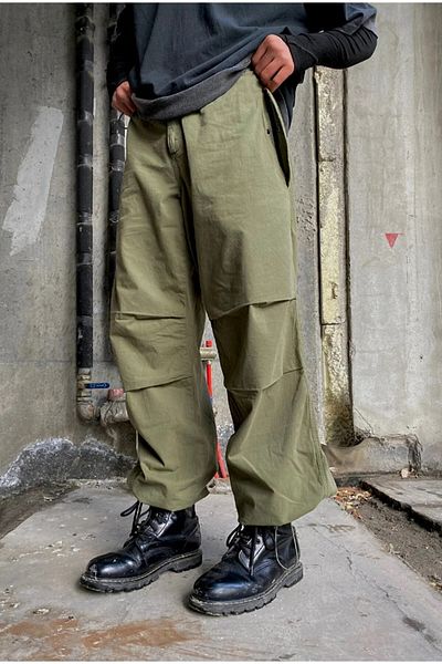 Gofeel Baggy Jean Summer Fabric Khaki Colored Loose Cut Unisex Parachute Pants