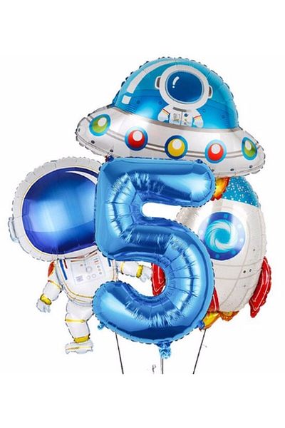Parti Station Space Astronaut Spaceship Rocket Age 5 Balloon Set Space Astronaut Concept Birthday Set