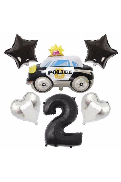 Parti Station Police Car 2 Year Old Balloon Set Balloon Foil Set Concept Set Age Balloon Set