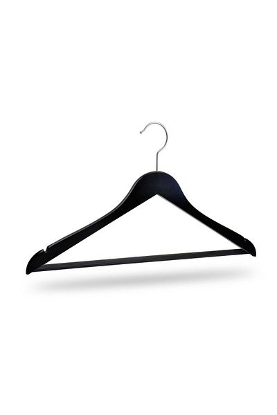 NYN Wooden Hanger Stylish Bar Clothes Trousers Hanger Black Color 100 Pieces