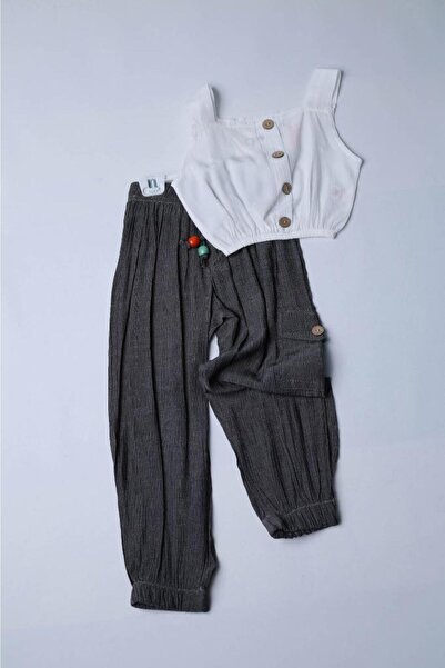 Panino Crop Strap 2-Piece Girl's Set with Muslin Pants