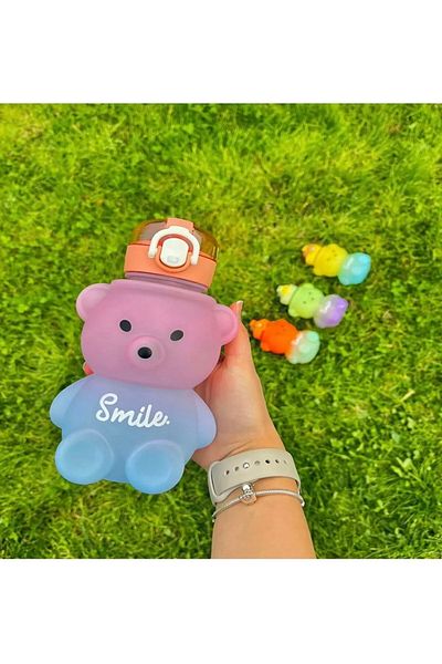 KÜÇÜK EW Soft Smile Teddy Bear Model Water Bottle Water Bottle Water Bottle 800ml Bpa Free Water Bottle