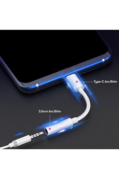 Dexmon Tak Çalıştır Mikrofonlu Type-C to Aux 3.5mm Kulaklık Jak Dönüştürücü Yüksek Kaliteli