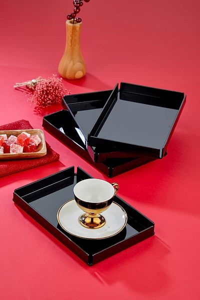 ASlife Home 4-Piece Acrylic Crystal Presentation Tray Decorative Tray
