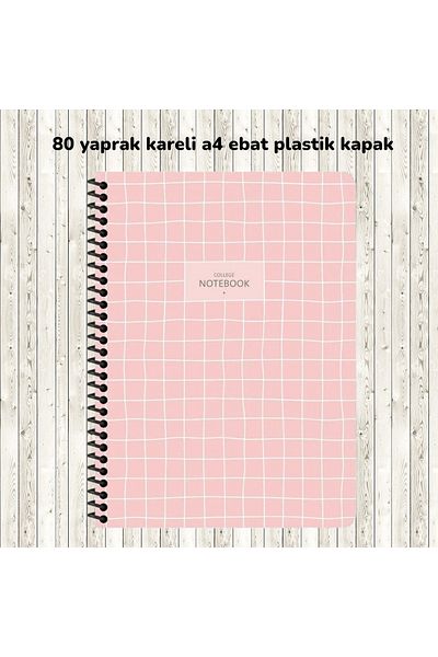 SEYFİKİRTASİYE KARELI A4 80 SHEETS PLASTIC COVER WIRE NOTEBOOK COLLEGE SHARP COLOR