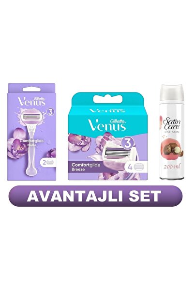 Gillette Venus Comfortglide Breeze Tıraş Makinesi + 6 Yedek Tıraş Bıçağı + Sa...