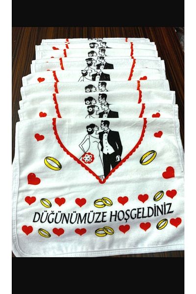 yörük tuhafiye Wedding Towel White 12 Pieces (40x60 Cm) Quality Velvet Towel