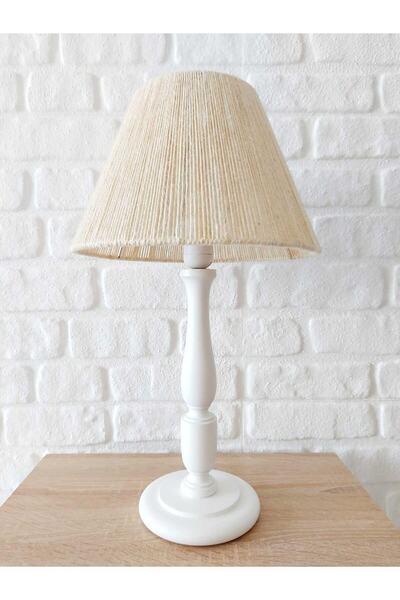 RETRO NOW Ege Beyaz Ahşap Ayaklı Abajur