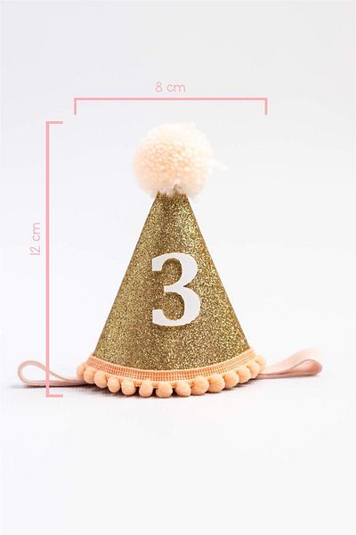 Le Mabelle Κορώνα γενεθλίων με χοάνη Pompon Age 3 - Salmon