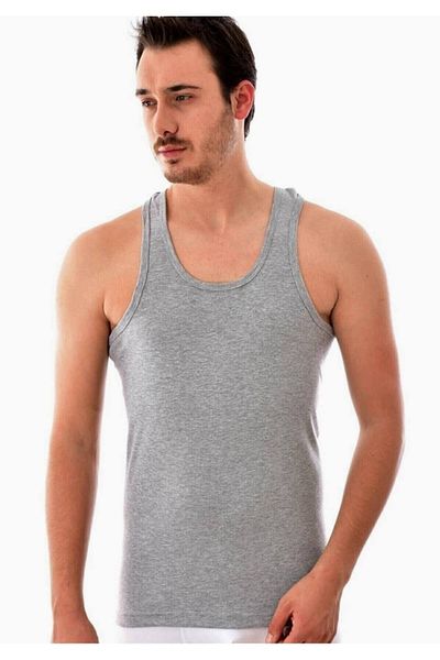 Tutku Men's Gray 6 Pack Cotton Combed Undershirt New Season