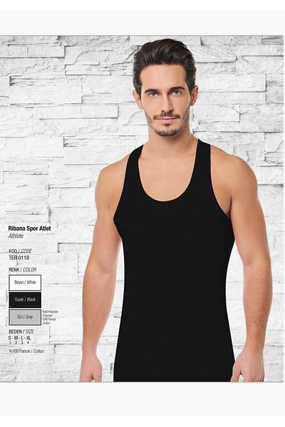 Tutku Men's Black Elastane (lycra) Sports Undershirt 6 Pack New Season