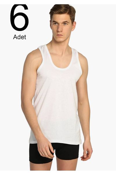 Tutku Ανδρικό λευκό 6 πακέτο Classic Tank Top Elf568tccm6 Νέα σεζόν