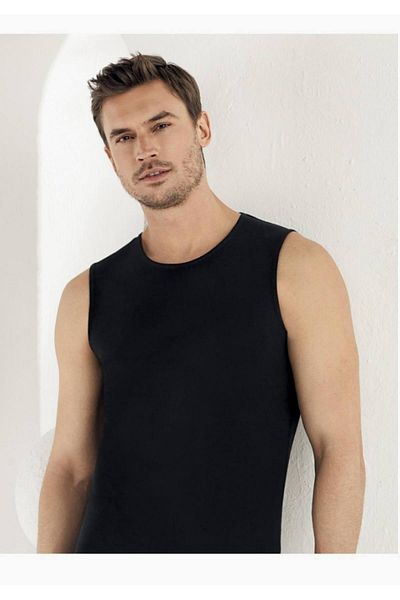 Şahinler Men's Black Zero Sleeve Undershirt M Sh New Season (6 Pieces Economic Package)