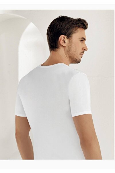 Şahinler Ανδρικό λευκό κοντομάνικο λαιμόκοψη χτενισμένο βαμβακερό εσώρουχο M New Season (Πακέτο 6 τεμαχίων Economic)