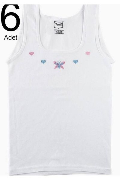 Tutku Girl's White 6 Pack Ribbed Undershirt Elf568tut6 New Season
