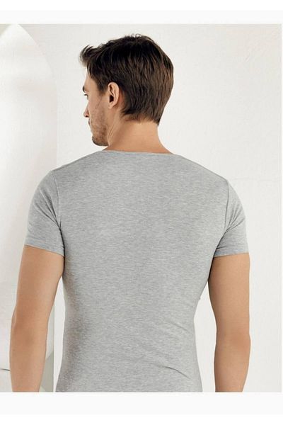 Şahinler Gray V-Neck Lycra Men's Athlete - Short Sleeve, M Size, New Season (9 Pieces Economic Pack)